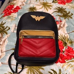 Wonder Woman Black, Red & Gold Mini Backpack